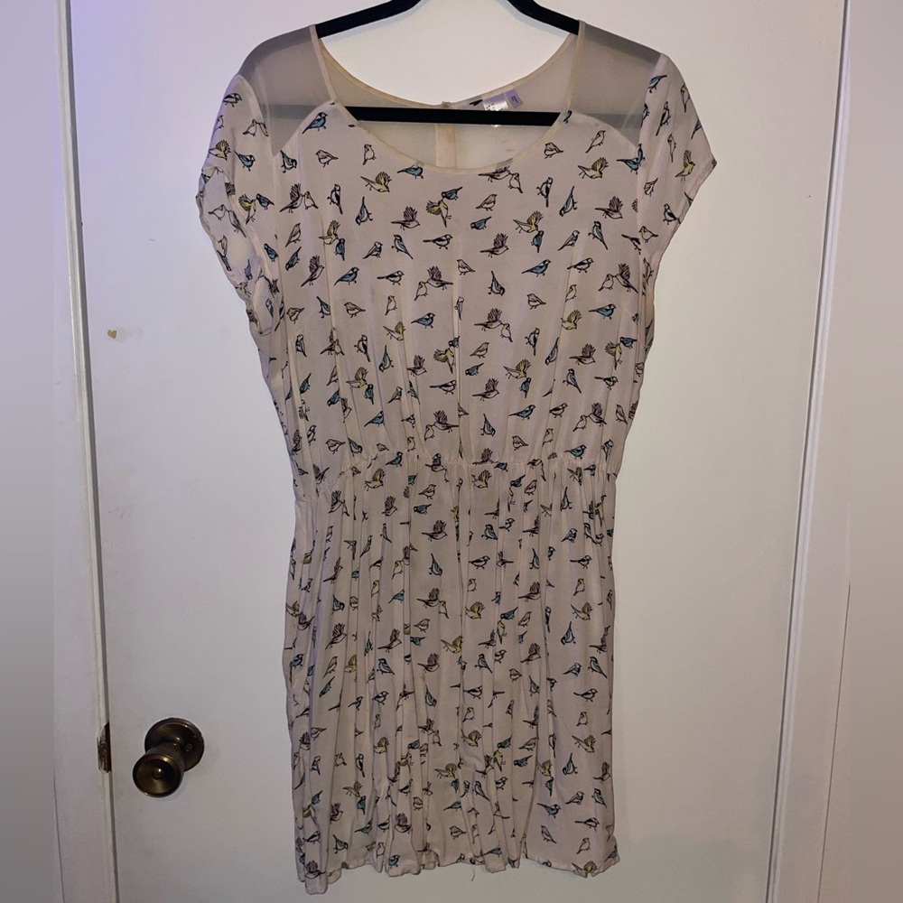 Bird Print H&M Cream Dress
